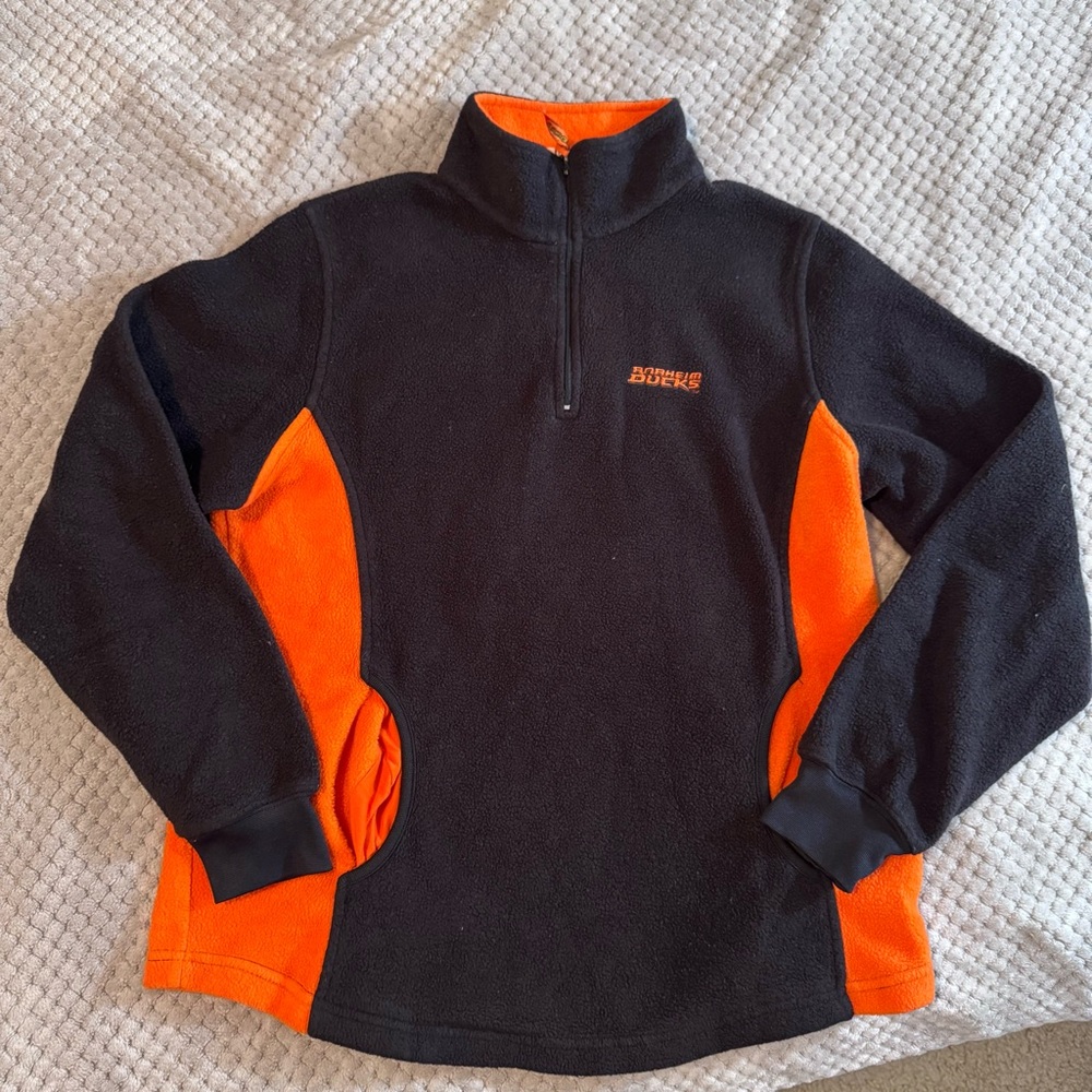 Lee Sport Anaheim Ducks Black and Orange Fleece Pullover